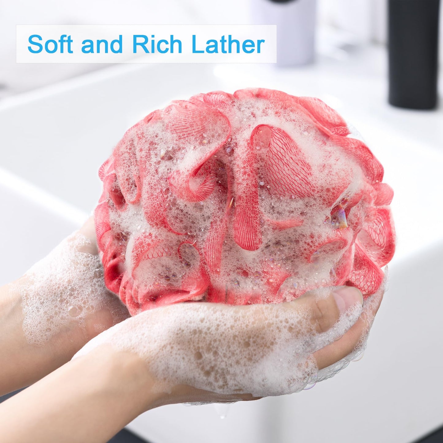 AmazerBath Loofah Sponge 75g/Piece, Loofah for Men Body Scrubber - Bath Sponge Loofa Set of 4 Black (Large)