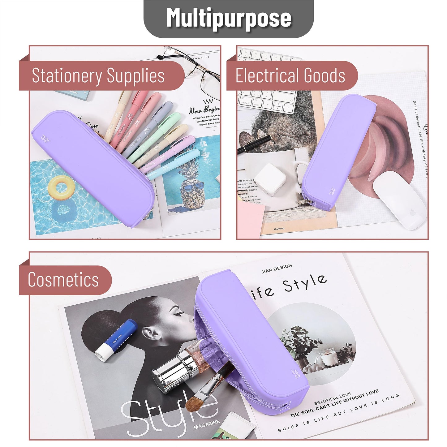 Mr. Pen- Silicone Pencil Case, Aesthetic Pencil Bag for Women, Makeup Pouch