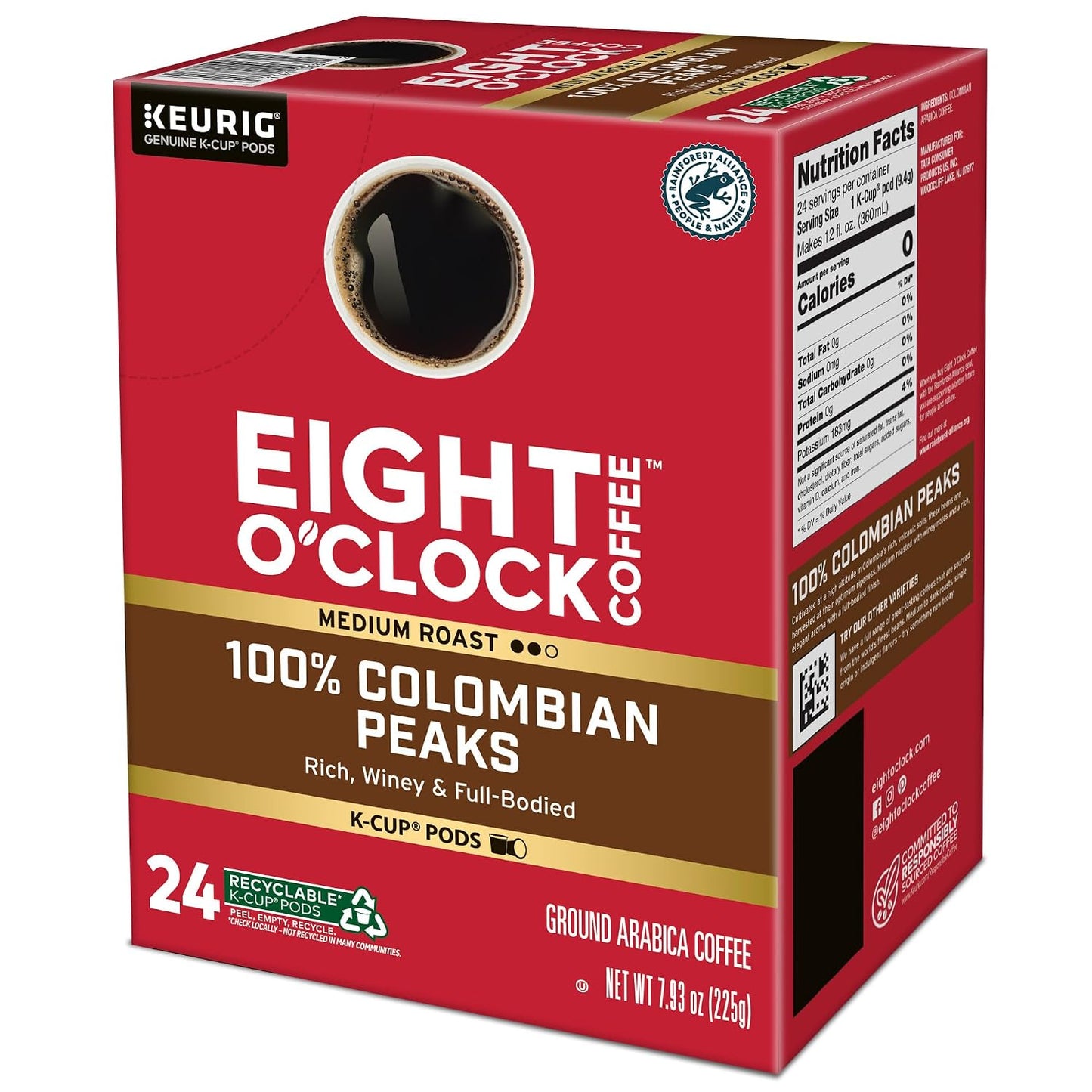 Eight O'Clock Coffee Hazelnut, Single-Serve Keurig K-Cup Pods, Flavored Medium Roast Coffee Pods, 96 Count