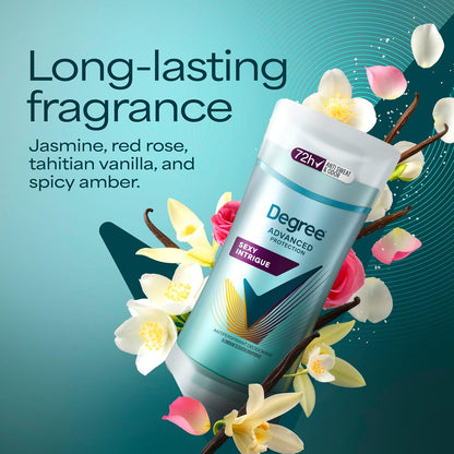 Degree Antiperspirant Deodorant Sexy Intrigue 72-Hour Sweat & Odor Protection Antiperspirant Deodorant For Women with Body Heat Activated Technology 2.6 oz (Pack of 2)