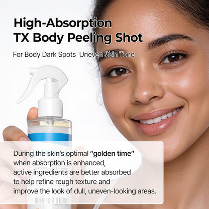 Dr.Melaxin Peel Shot Exfoliating TX-Spray 6.76 fl.oz - 99% Tranexamic Acid and Niacinamide Body Exfoliator Spray for Uneven Skin Tone, AHA PHA Body Peel for Rough Skin, K-Beauty Body Brightening