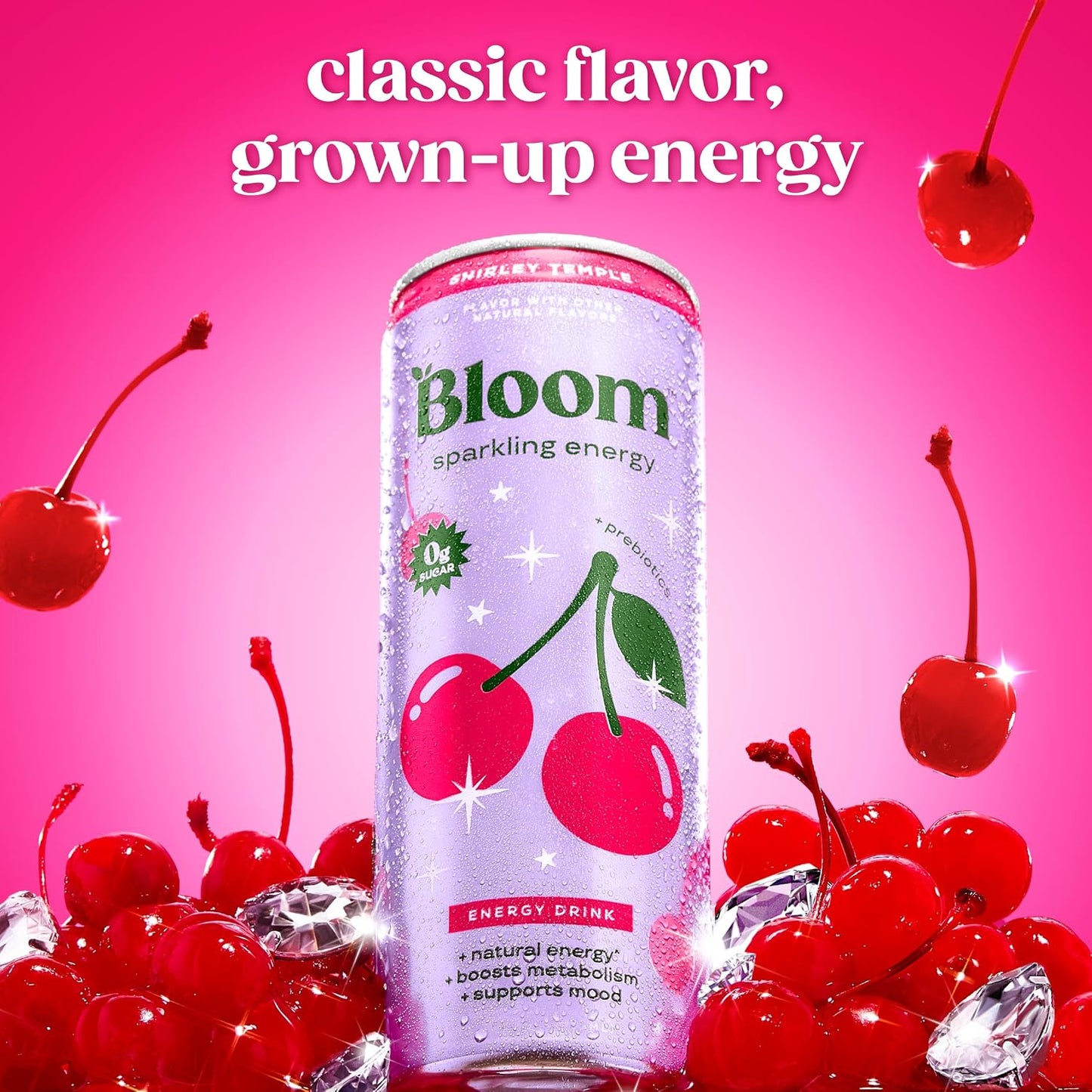 Bloom Nutrition Zero Sugar Energy Drink, Apple Crisp, 12oz 12pk