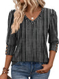 Zeagoo Womens 3/4 Sleeve V Neck T Shirts Dressy Casual Tops