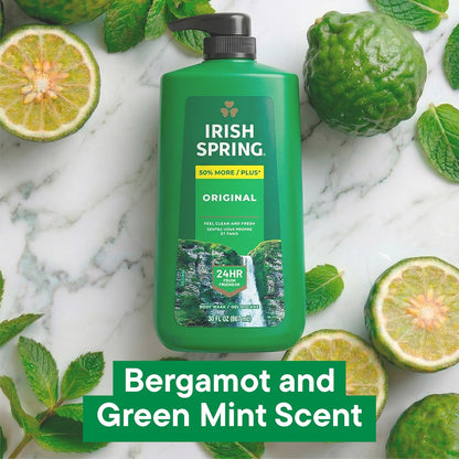 Irish Spring Mens Body Wash, Moisture Blast Body Wash for Men, Feel Fresh All Day, 30 Oz Pump Bottle