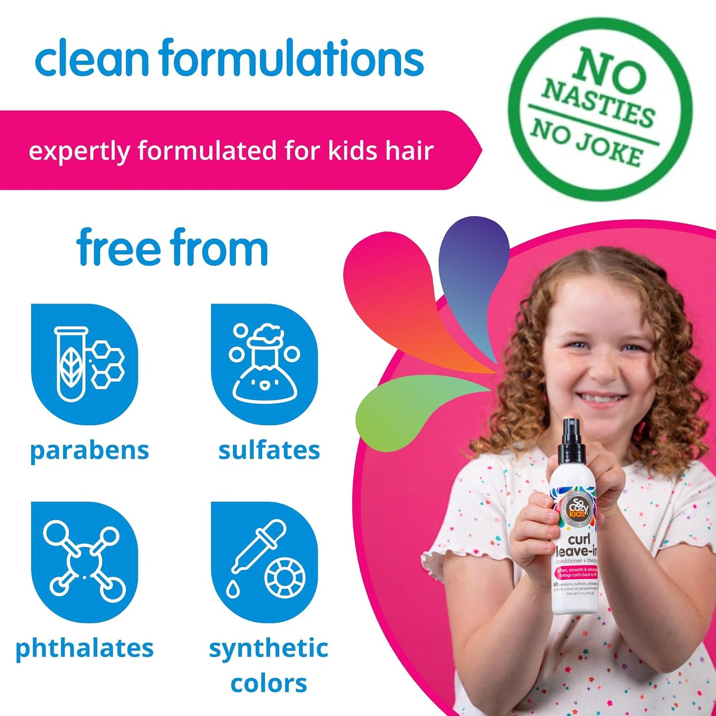 SO COZY Kids Curl Leave In Conditioner + Therapy Spray, 5.2 Fl Oz
