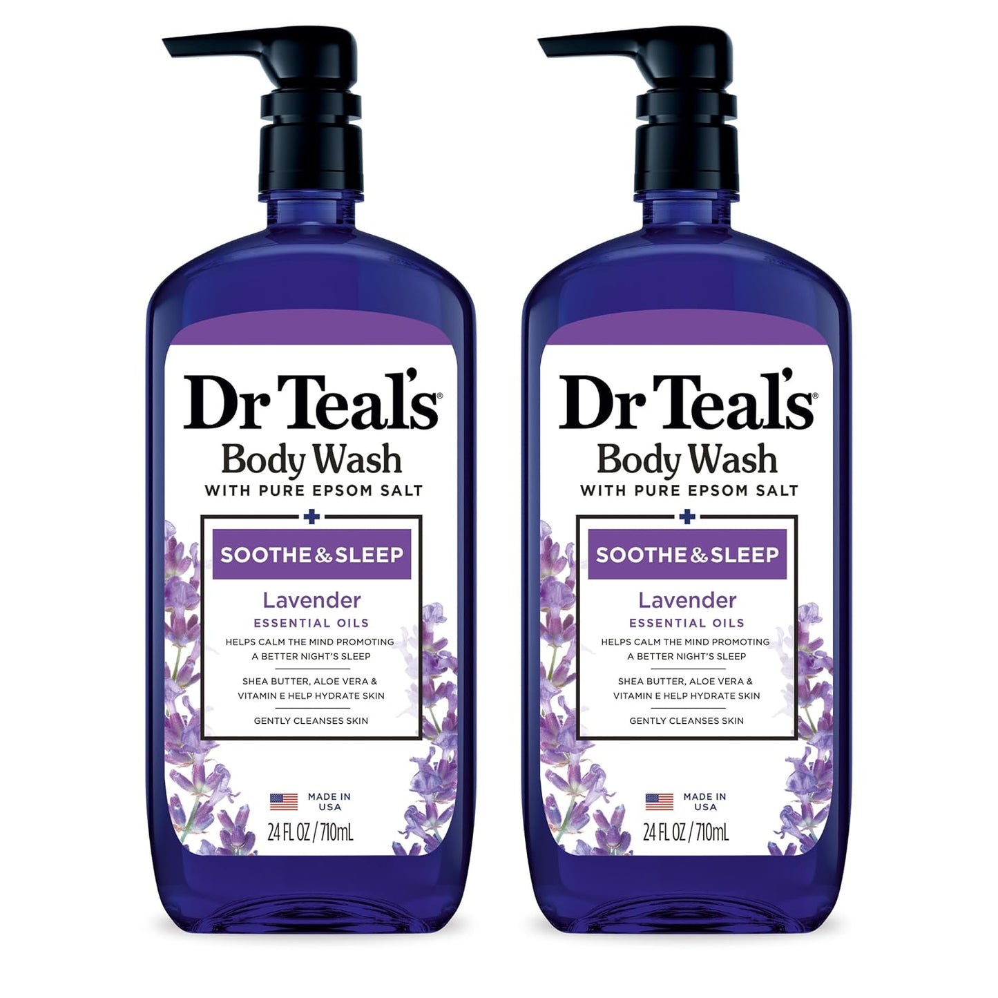 Dr Teal's Body Wash with Pure Epsom Salt, Relax & Relief with Eucalyptus & Spearmint, 24 fl oz (Pack of 2)