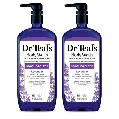 Dr Teal's Body Wash with Pure Epsom Salt, Relax & Relief with Eucalyptus & Spearmint, 24 fl oz (Pack of 2)