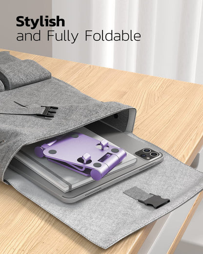 Nulaxy Full Aluminum Dual Folding Cell Phone Stand for Desk, Black