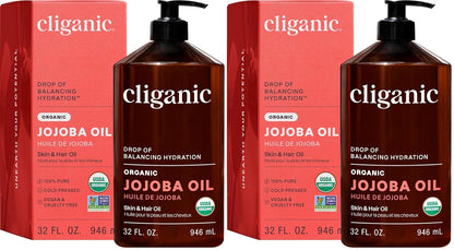 Cliganic Organic Jojoba Oil, 100% Pure Cold Pressed for Face & Hair, 4oz
