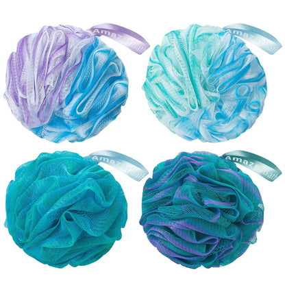 AmazerBath Loofah Sponge 75g/Piece, Loofah for Men Body Scrubber - Bath Sponge Loofa Set of 4 Black (Large)