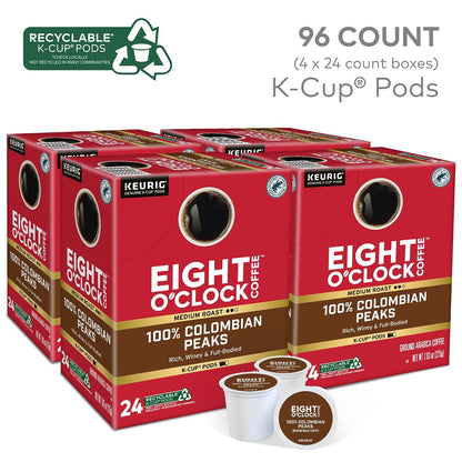 Eight O'Clock Coffee Hazelnut, Single-Serve Keurig K-Cup Pods, Flavored Medium Roast Coffee Pods, 96 Count