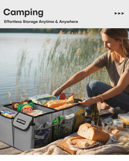 HOTOR Trunk Organizer - Foldable Car Organizer for SUVs & Sedans Storage