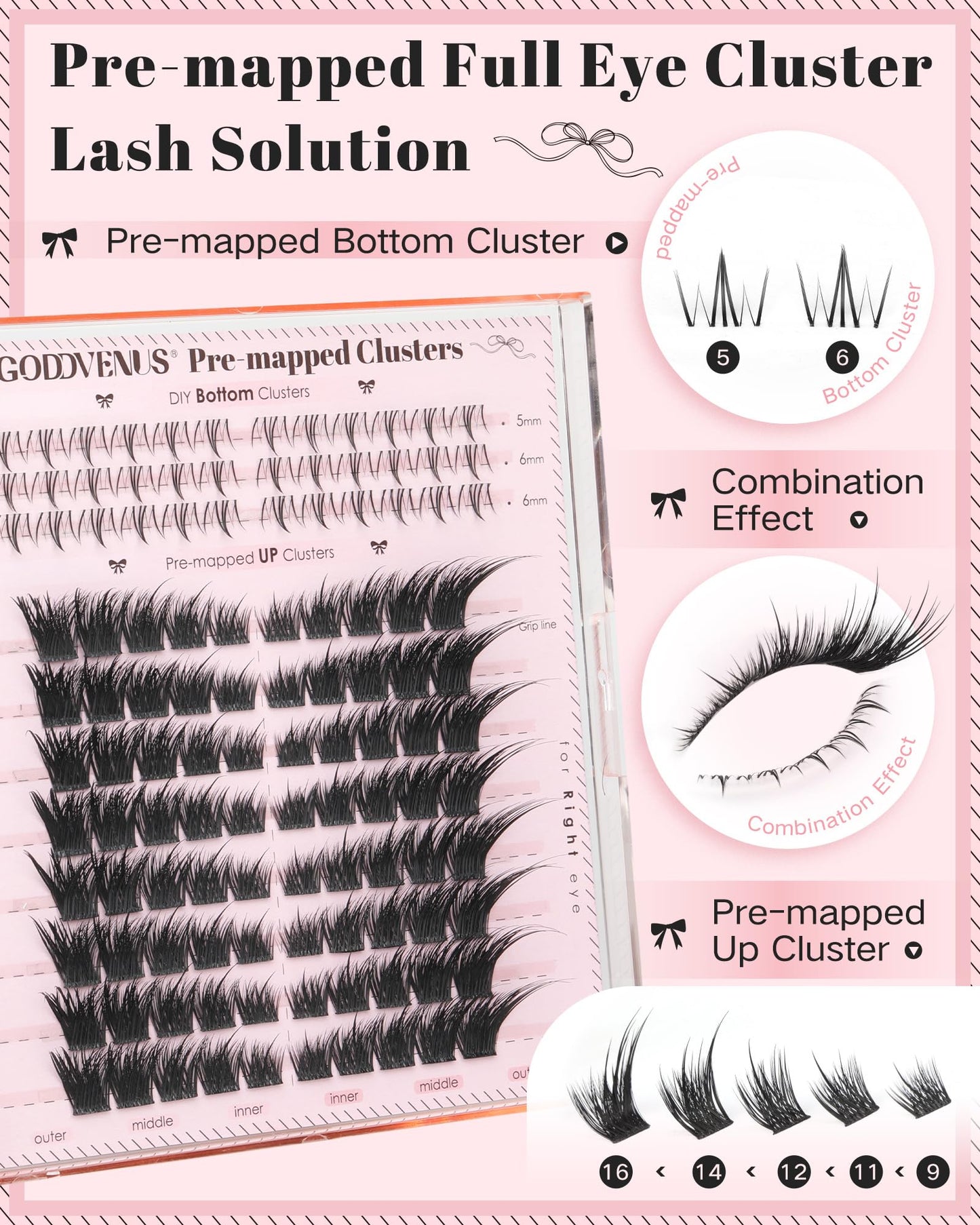 Goddvenus Pre-made Spikes Lash Clusters Wispy Manga Eyelash Clusters