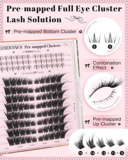 Goddvenus Pre-made Spikes Lash Clusters Wispy Manga Eyelash Clusters