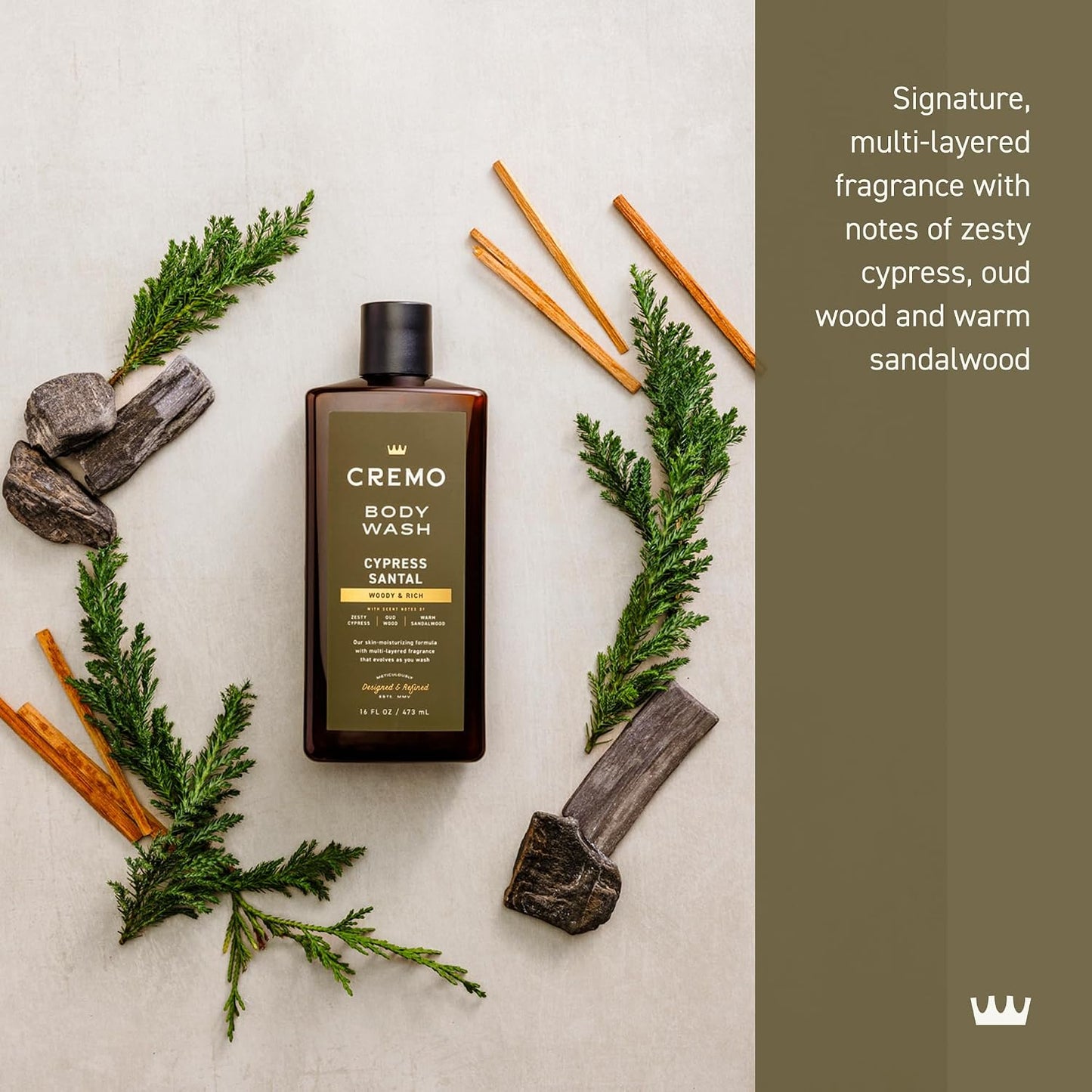 Cremo Body Wash for Men, Cypress Santal, 16 Fl Oz