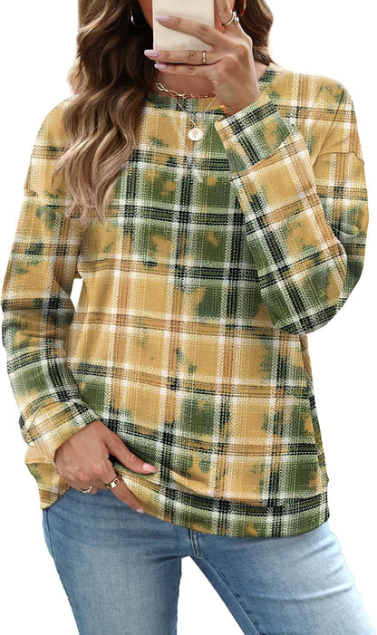 RUMIA Women's Crew Neck Sweatshirt Long Sleeve Tops for Women Fall Clothes