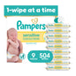 Pampers Sensitive Baby Wipes, Clinically Proven, Fragrance Free, Unscented, Water Based, Hypoallergenic, Multi-Use, Hand Wipes 1008 Wipes Total (18X Flip-Top Packs) [Packaging May Vary]