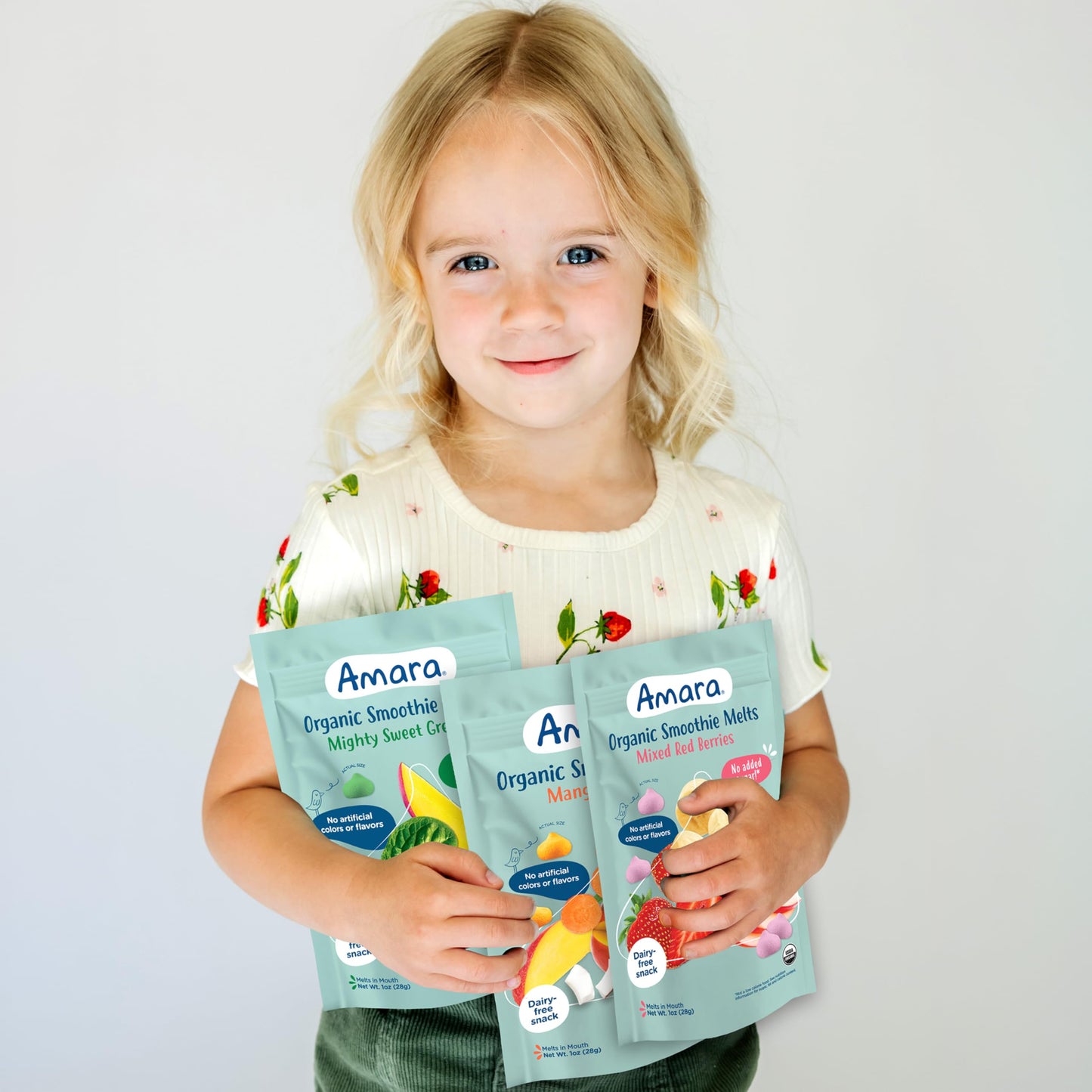 Amara Smoothie Melts - Mango Carrot - Organic Baby Snacks w/ Fruits & Veggies - Plant Based Yogurt Melts - Healthy Toddler Snack - Activity Book Included - Enjoy From 10+ Mos - 6 Resealable Bags