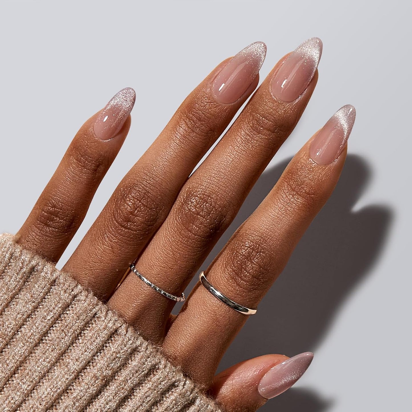 BTArtbox Press On Nails, Vanilla Cream, Short Square, Ombre Peach, 32Ct