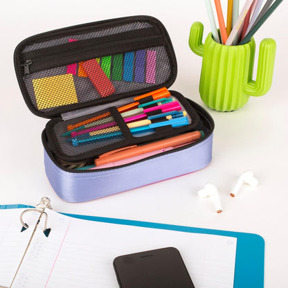 Five Star Pencil Pouch, Pen Case, High-Capacity Zipper Pouch, Storage Organizer for School Supplies Earbuds Chargers Cables Makeup, Blue/Denim (500212F-ECM)