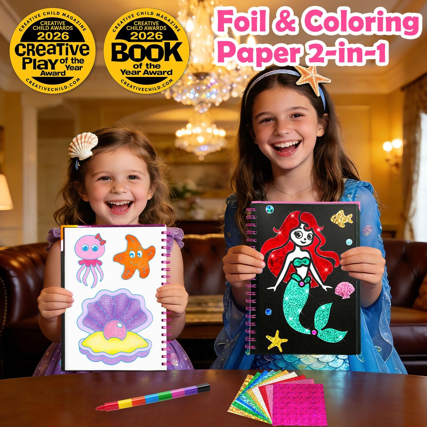 FUNNYB&G Foil Art Craft Kit for Kids, Sparkly Birthday Gift Toy for Boys