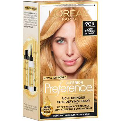 L'Oreal Paris Superior Preference Luminous Fade-Defying Permanent Hair Color, Hair Dye For Up to 9 Weeks of Radiance, Medium Brown 5, 1 Hair Dye Kit