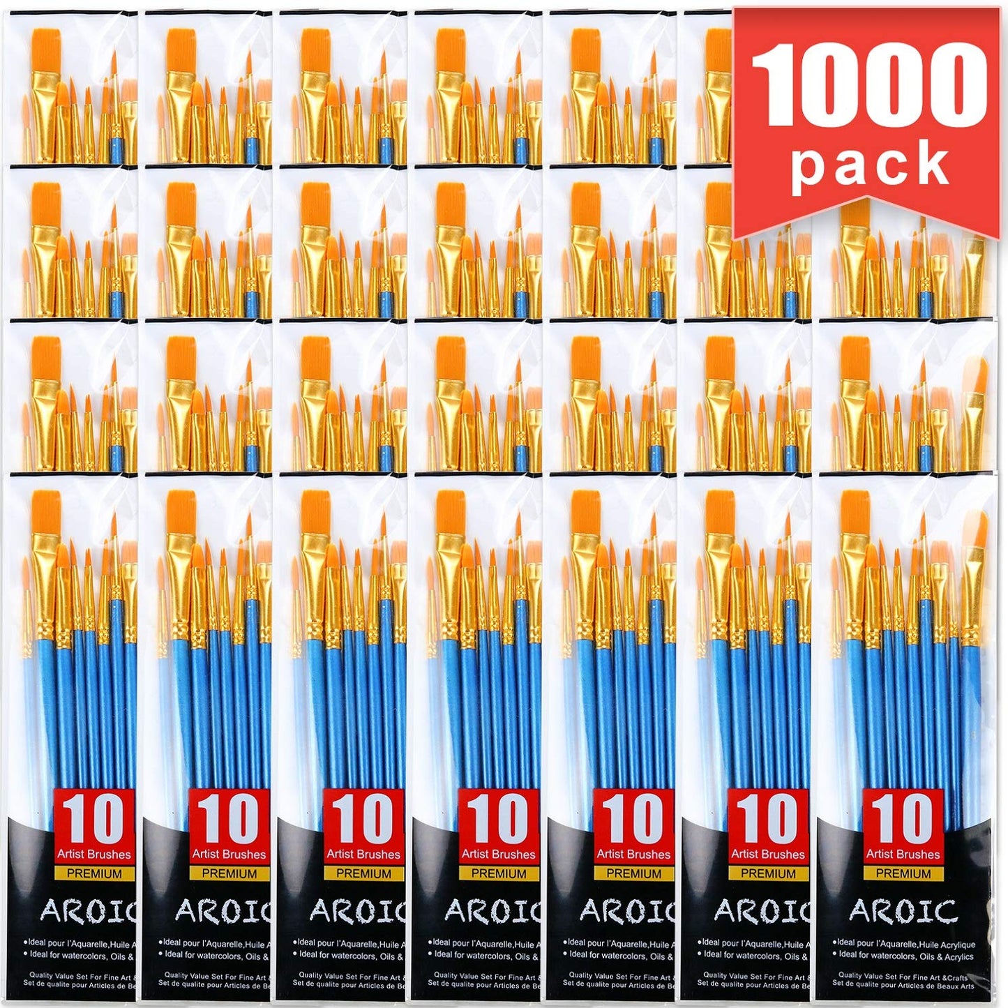 AROIC 10 Pcs Paint Brushes, Acrylic Oil Watercolor Painting Brush Set