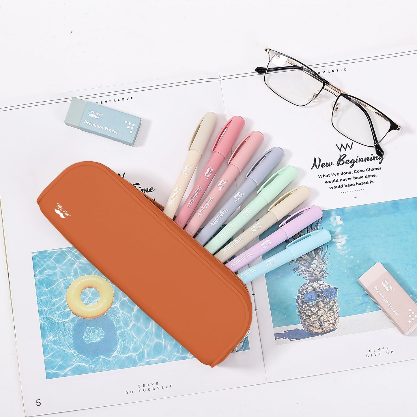 Mr. Pen- Silicone Pencil Case, Aesthetic Pencil Bag for Women, Makeup Pouch