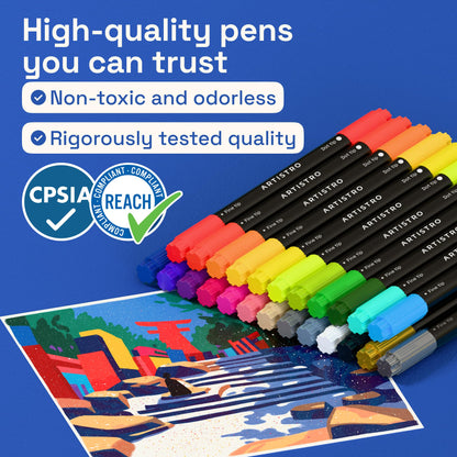 ARTISTRO Dual-Tip Acrylic Paint Marker Pens - Set of 36