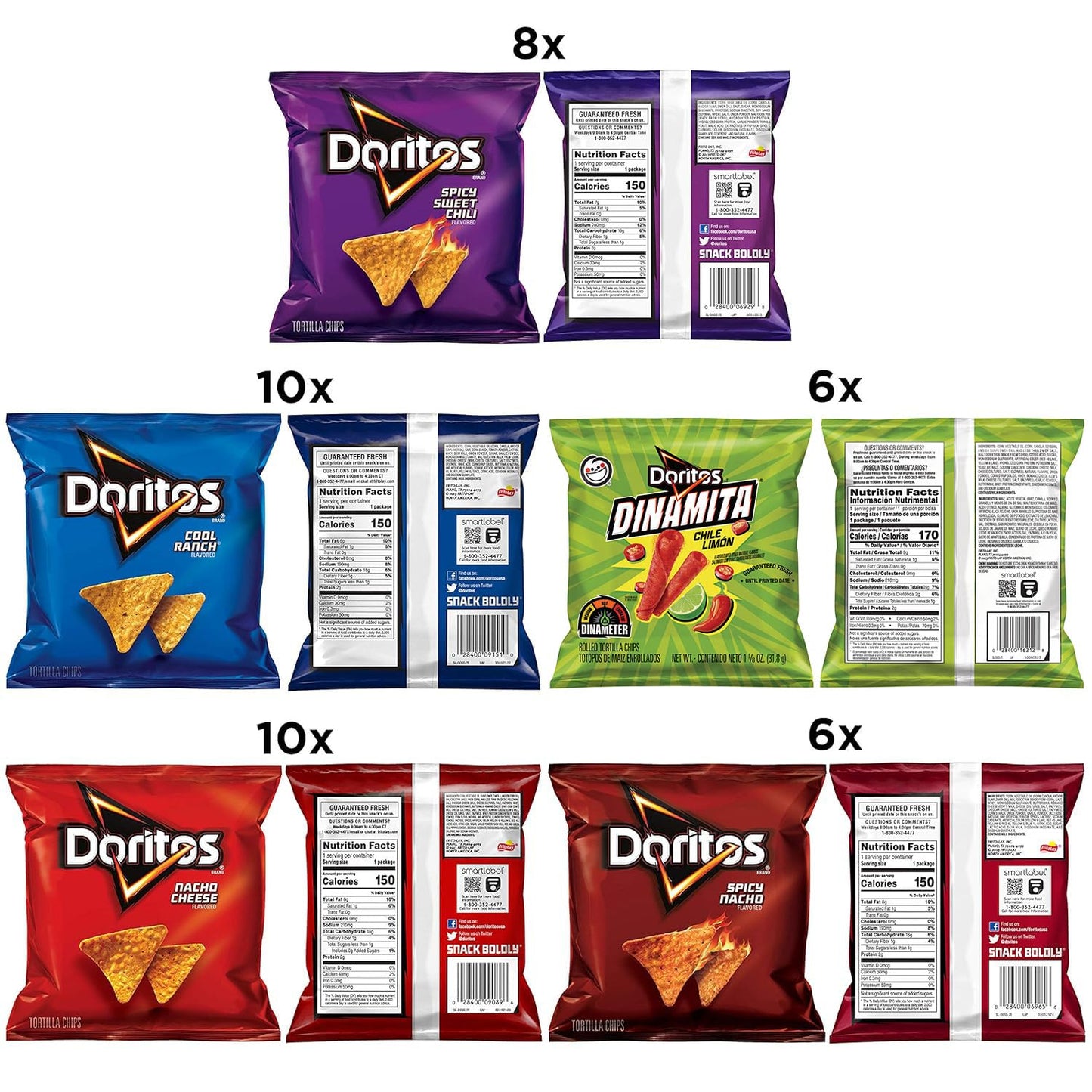Doritos Flavored Tortilla Chips, Nacho Cheese, 1 Ounce (Pack of 40)