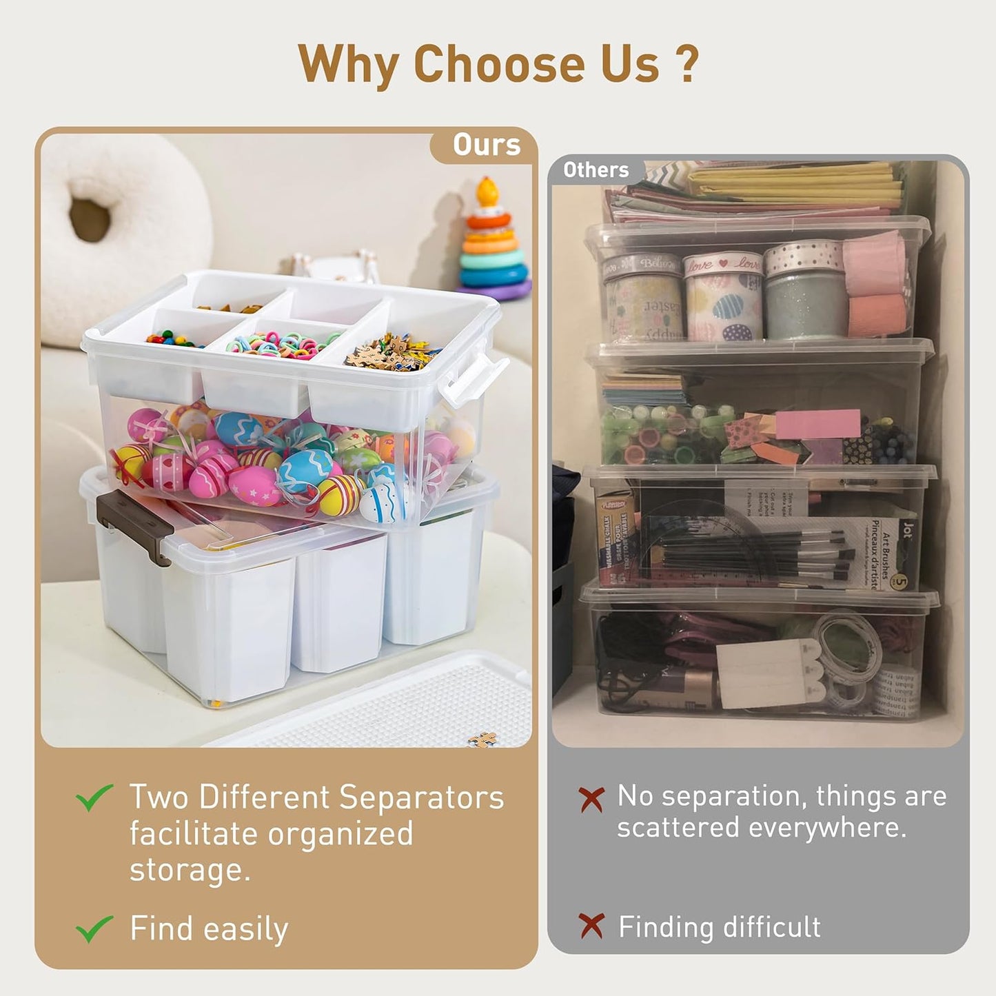 Citylife 6Qt 4Packs Clear Craft Organizers and Storage BOX, Sensory Bins
