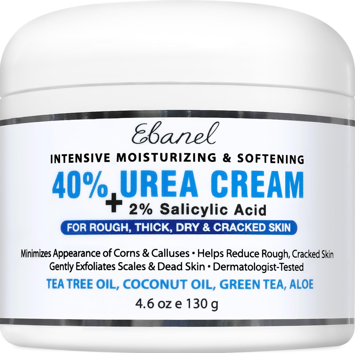 Ebanel Urea Cream 40% plus Salicylic Acid 2% for Dry Cracked Feet Skin, 2PK
