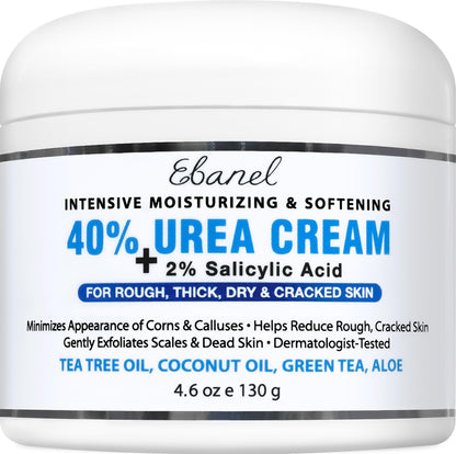 Ebanel Urea Cream 40% plus Salicylic Acid 2% for Dry Cracked Feet Skin, 2PK
