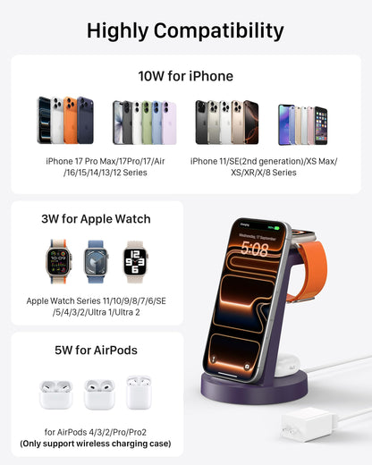 Anlmz 3 in 1 Charging Station - Wireless Charger for Apple Multiple Devices