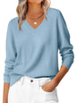 ANRABESS Women’s Fall Long Sleeve V Neck Lightweight Sweaters Top