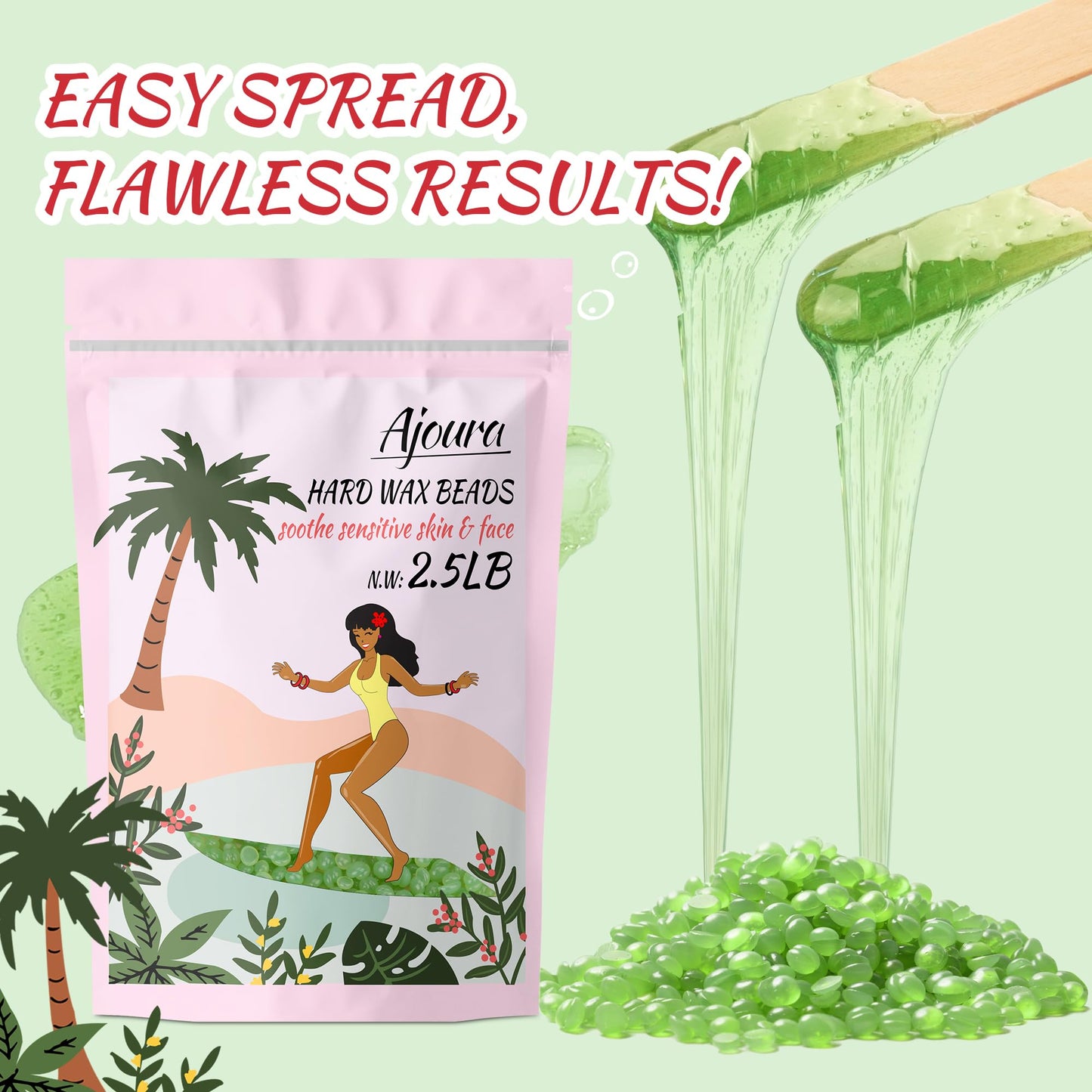 Ajoura 1 lb Hard Wax Beads for Hair Removal, Chamomile Wax Beans, Blue
