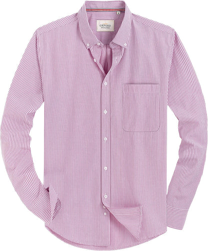 Alimens & Gentle Mens Solid Oxford Shirt Long Sleeve Dress Shirt Work Casual Button Down Shirts with Pocket