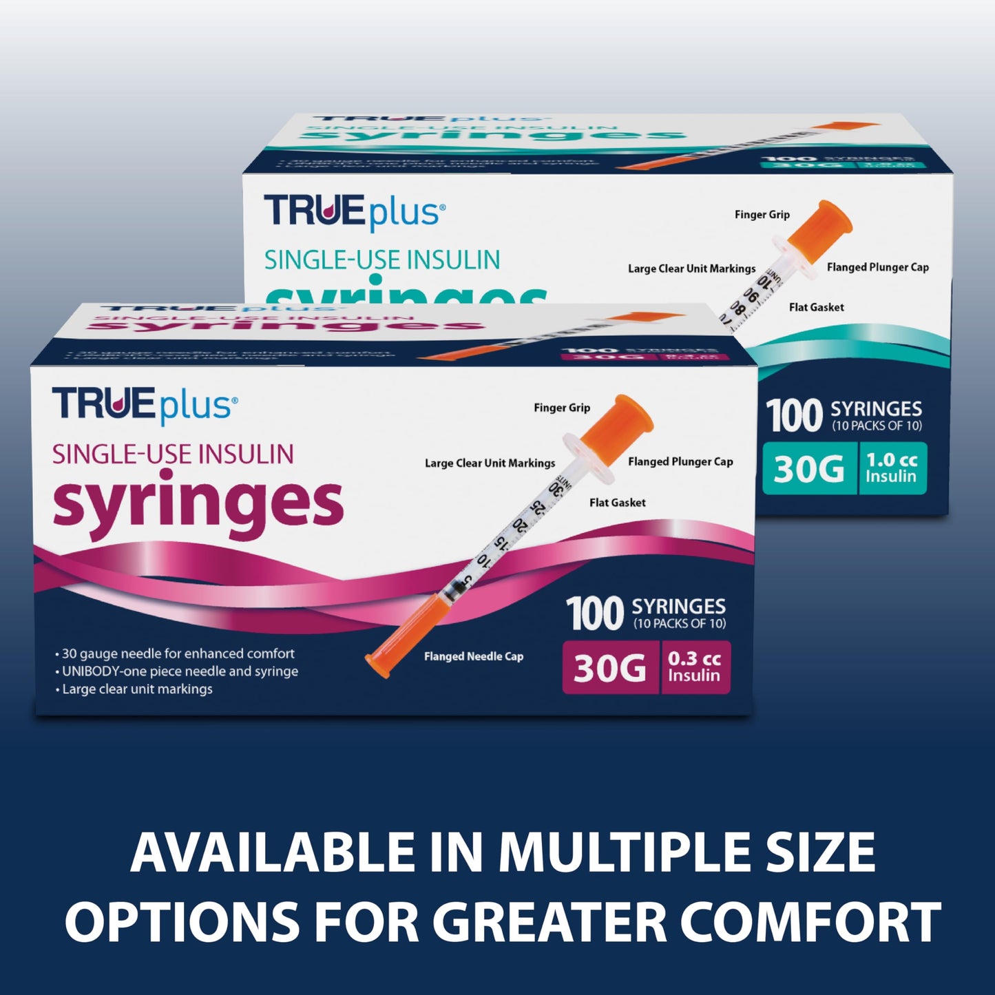 TRUEplus Single-Use Insulin Syringes, 31G, 0.3cc, 5/16 Inch, 100 Count