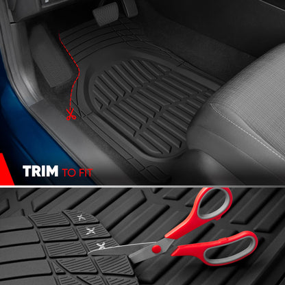 Motor Trend -2 Piece Front Car Floor Mats- Black FlexTough Contour Liners-Deep Dish Heavy Duty Rubber Floor Mats for Car SUV Truck & Van-All Weather Protection, Universal Trim to Fit