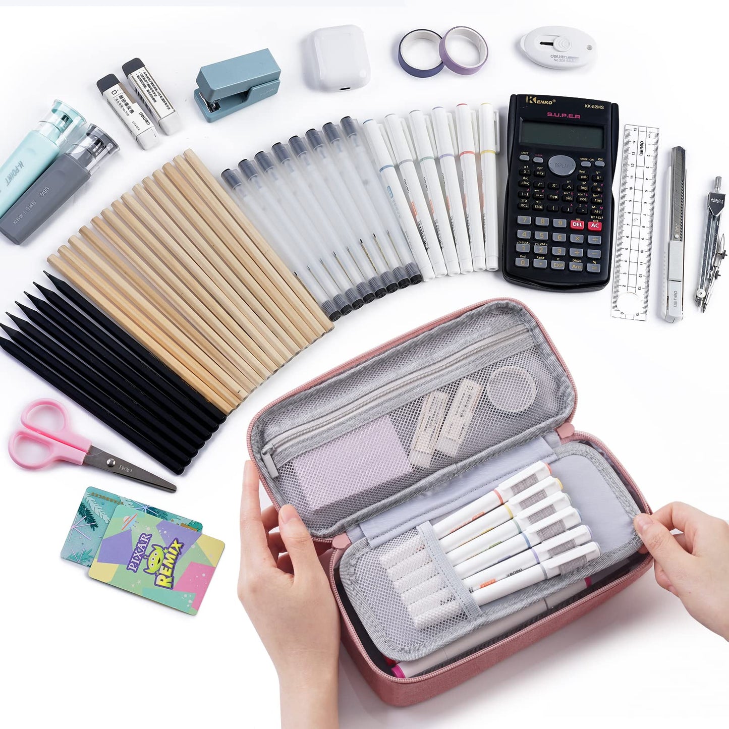 WEMATE Pencil Case, Large Storage Organizer, Makeup Bag, Teacher Must - have, Big Pencil Pouch, Marker Case for College
