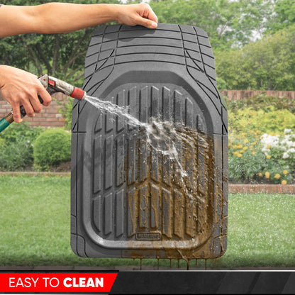 Motor Trend -2 Piece Front Car Floor Mats- Black FlexTough Contour Liners-Deep Dish Heavy Duty Rubber Floor Mats for Car SUV Truck & Van-All Weather Protection, Universal Trim to Fit