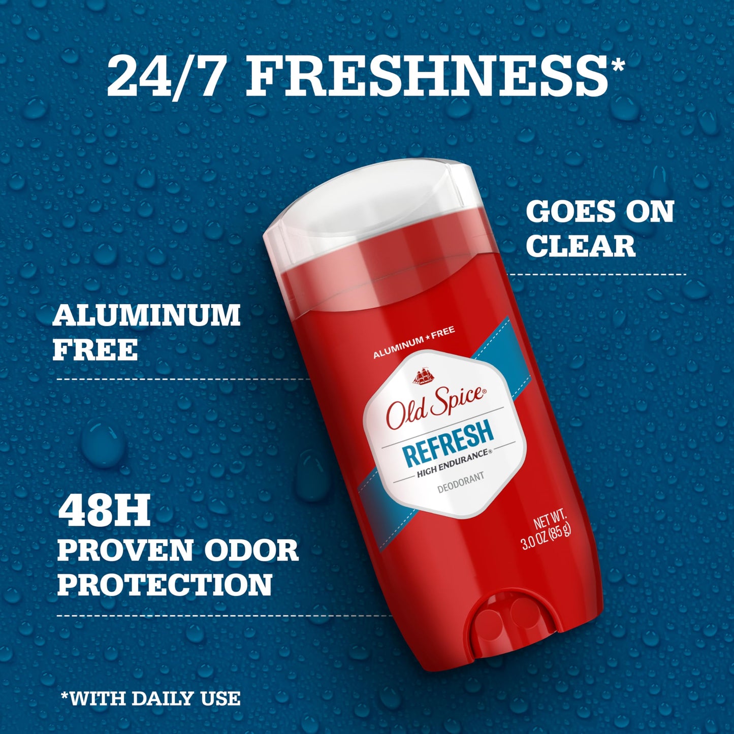 Old Spice Aluminum Free Deodorant For Men, High Endurance, 24/7 Sweat Defense & Odor Protection to Eliminate Odors, 24/7 Freshness & Lasting Scent, Sport Scent, 3.0 oz (Pack of 3)