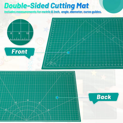 anezus Self Healing Sewing Mat, 12inch x 18inch Rotary Cutting Mat Double Sided 5-Ply Craft Cutting Board for Sewing Crafts Hobby Fabric Precision Scrapbooking Project