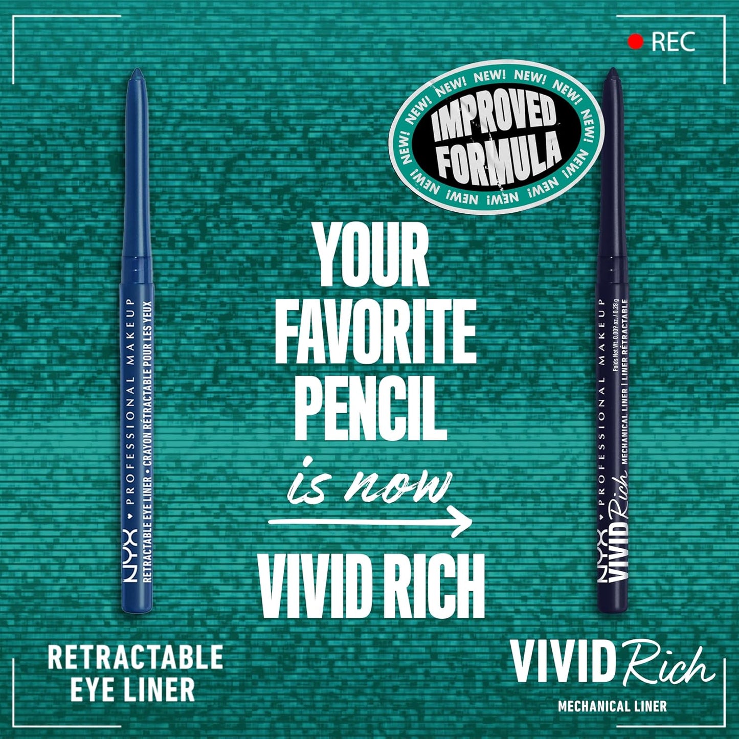 NYX PROFESSIONAL MAKEUP Mechanical Eye Pencil,Vivid Rich Mechanical, Creamy Retractable Eyeliner - Always Onyx, Black Eyeliner