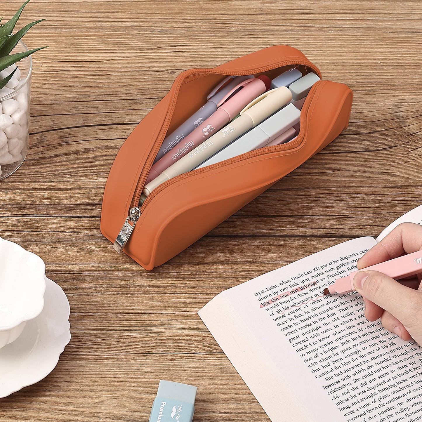 Mr. Pen- Silicone Pencil Case, Aesthetic Pencil Bag for Women, Makeup Pouch