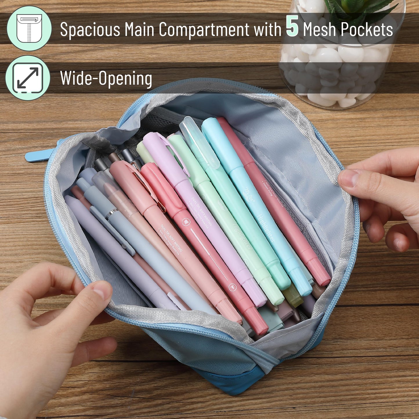 Mr. Pen- Wide-Opening Pencil Case, Triangle Design
