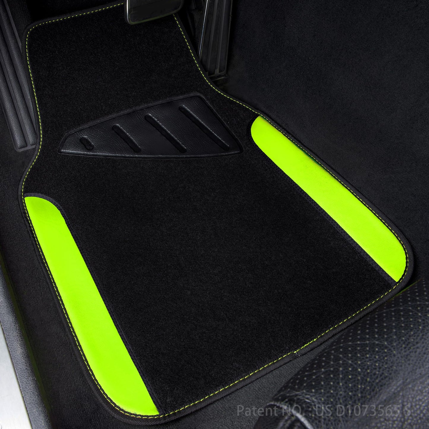 CAR PASS Waterproof Universal Fit Car Floor Mats, Faux Leather Car Carpet Mats, Black Car Mats with Anti-Slip Nibbs Backing & Driver Heel Pad Fit for SUV,Vans,sedans, Trucks,Set of 4pcs(All Black)