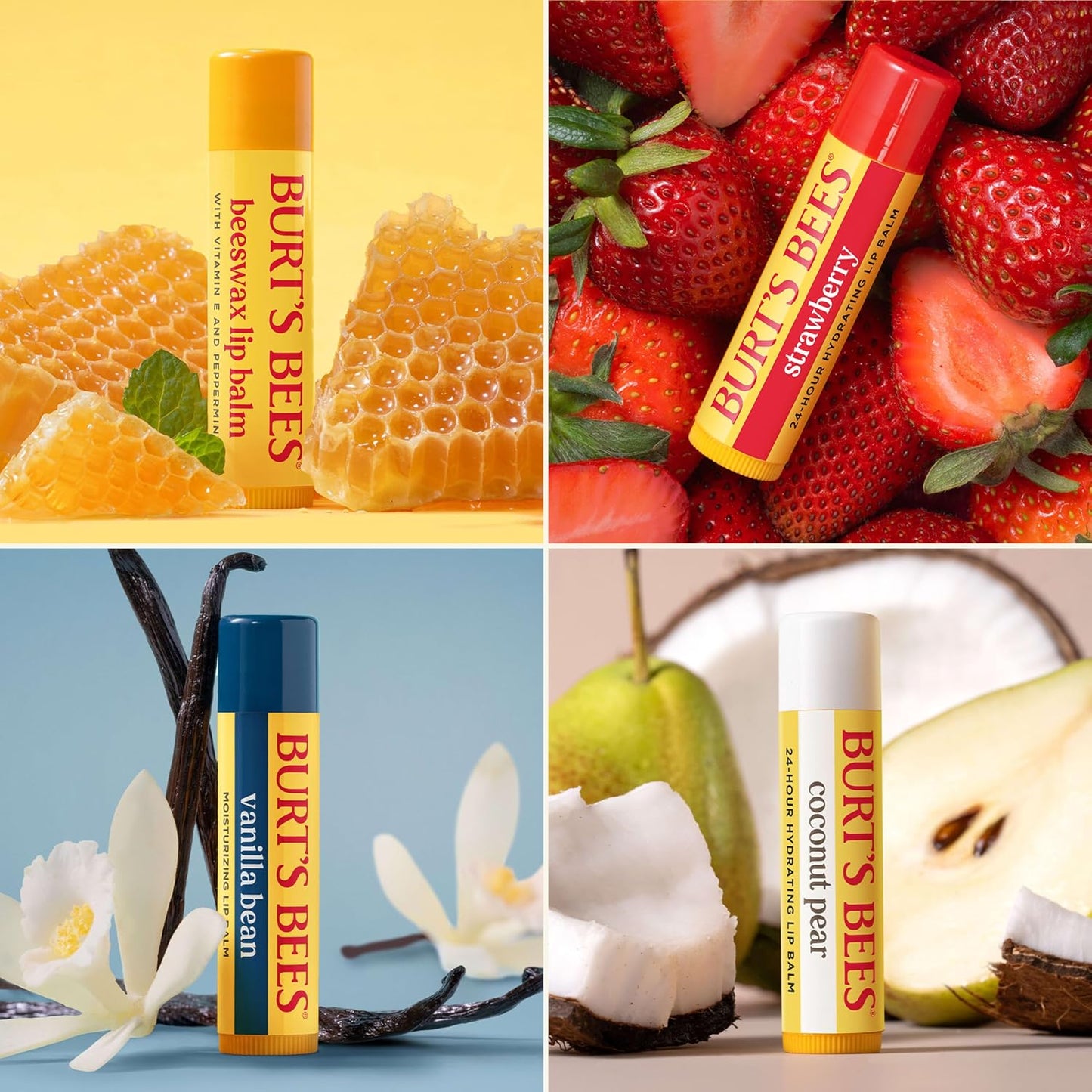 Burt's Bees Lip Balm, Pomegranate, 0.15 oz., 4 Tubes