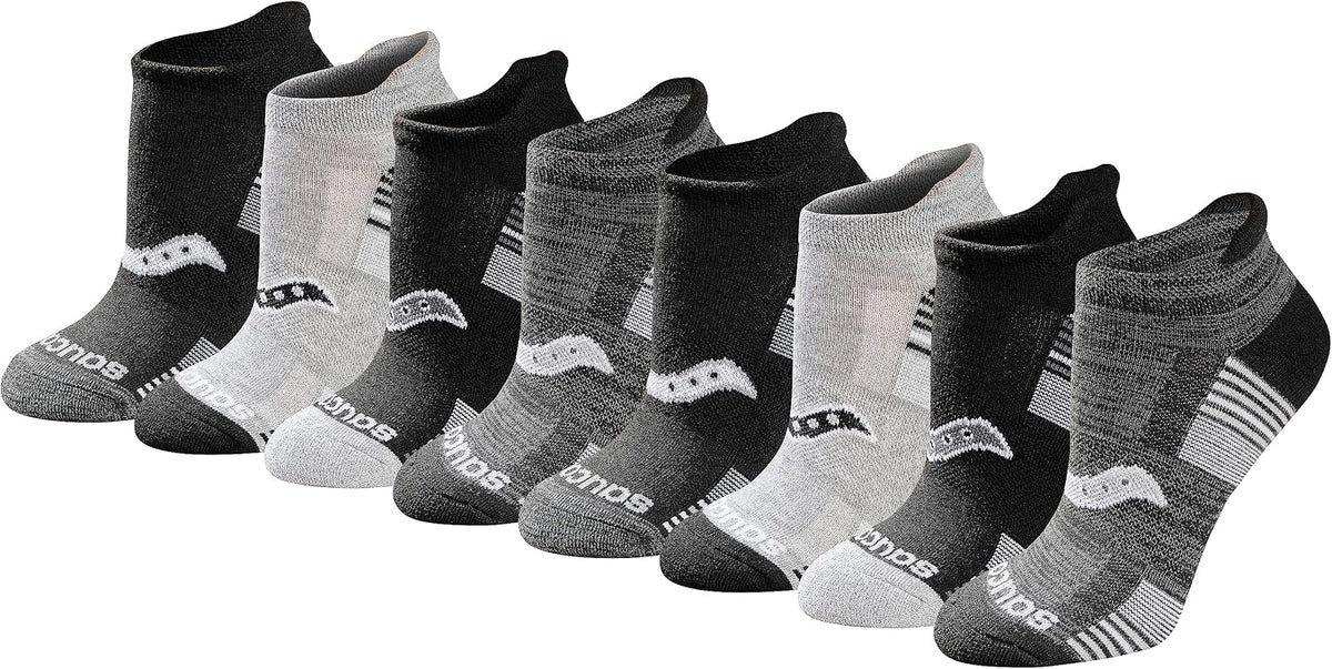 Saucony Women's RunDry Performance Heel Tab Athletic Socks, Available in S-L (8, 16, 24 Pairs)