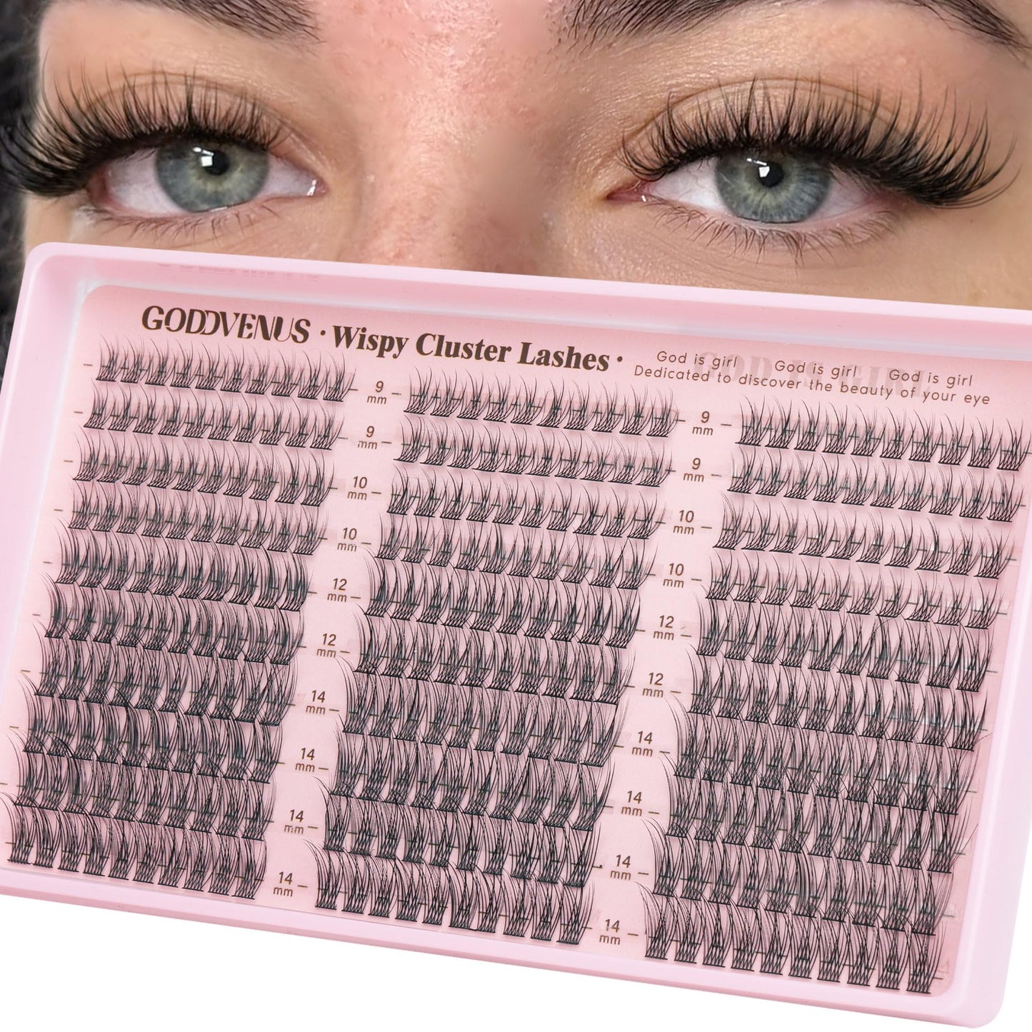 Goddvenus Brown Wispy Eye Lash Clusters Kit Natural Cluster Eyelash Extensions Kit False Eyelash Clusters Fluffy DIY Individual Lash Extensions Kit C Curl